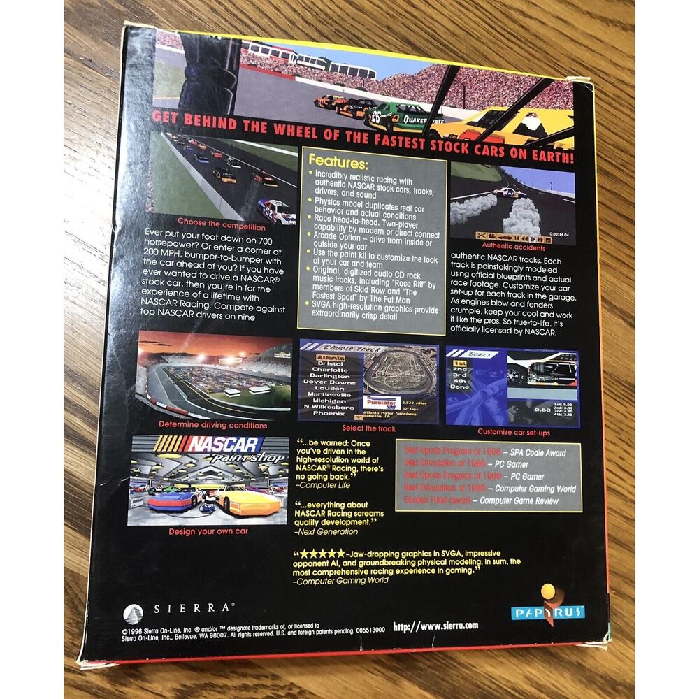 Vintage Papyrus Nascar Racing PC CD ROM MS-DOS 1994 Video Computer Game - Picture 3 of 6
